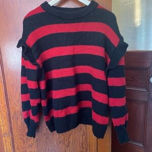 Zara Black and Red Knit Sweater